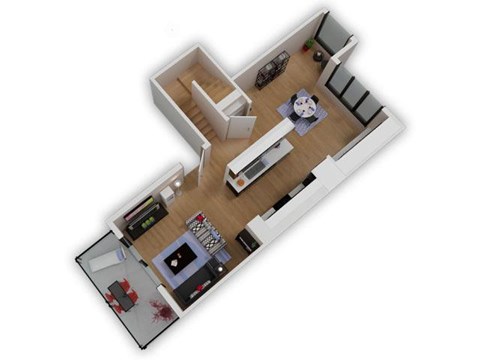 Floor plan for 2 beds, 2 baths, 1100 sqft